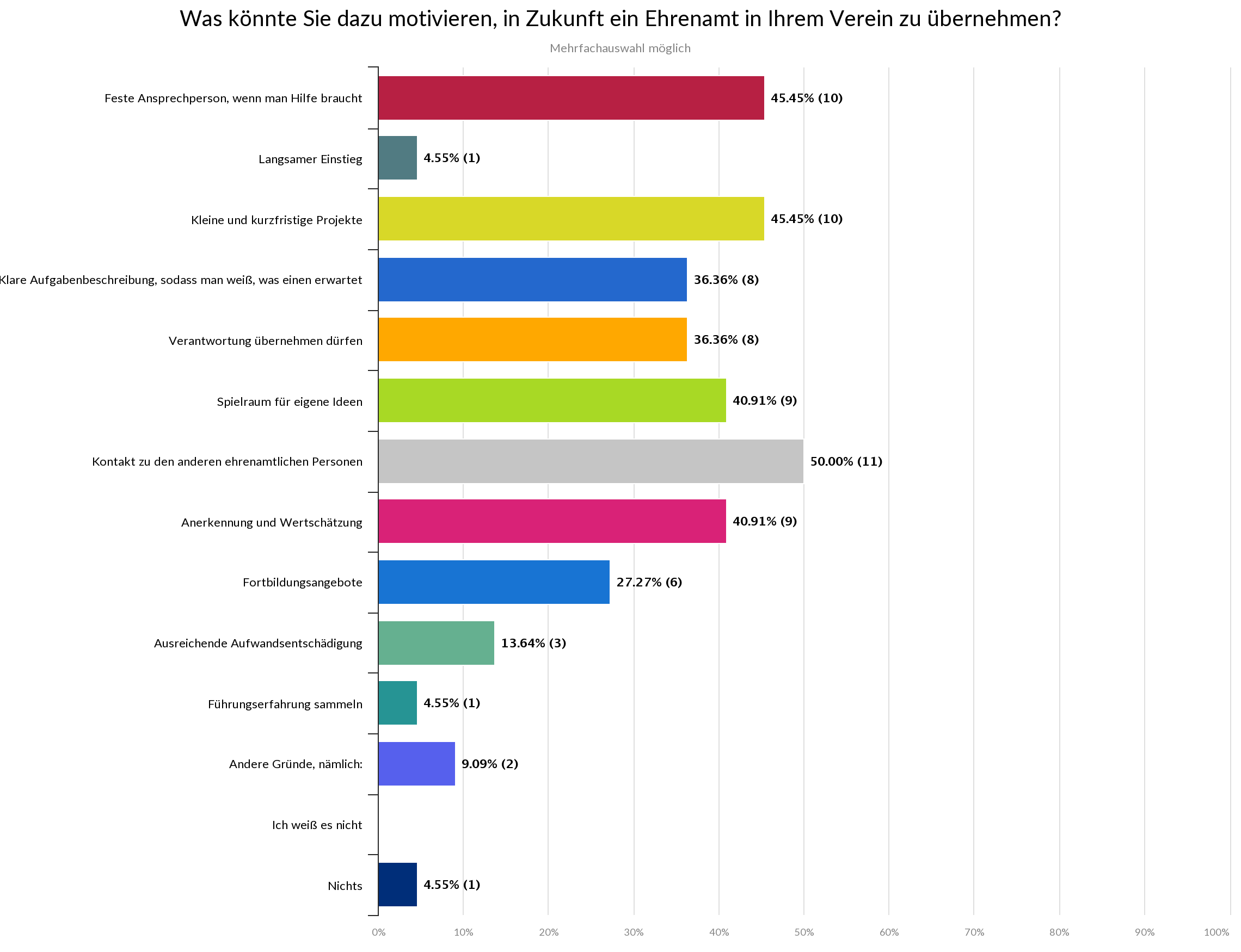 Statistik - Was könnte Sie dazu motivieren, in Zukunft ein Ehrenamt in Ihrem Verein zu übernehmen