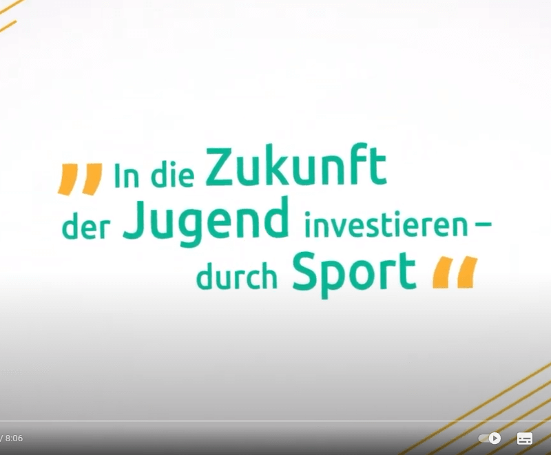 Bild eines Youtube-Videos mit der Aufschrift In die Zukunft der Jugend investieren - durch Sport