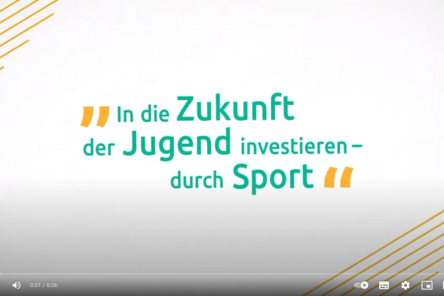 Bild eines Youtube-Videos mit der Aufschrift In die Zukunft der Jugend investieren - durch Sport