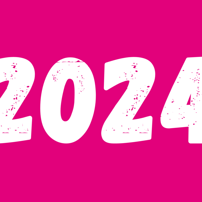 Text 2024 auf pinkem Hintergrund