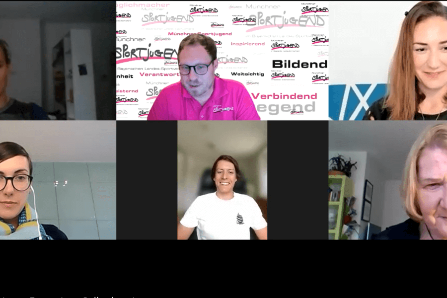 Screenshot einer Zoom Konferenz mit sechs Teilnehmern