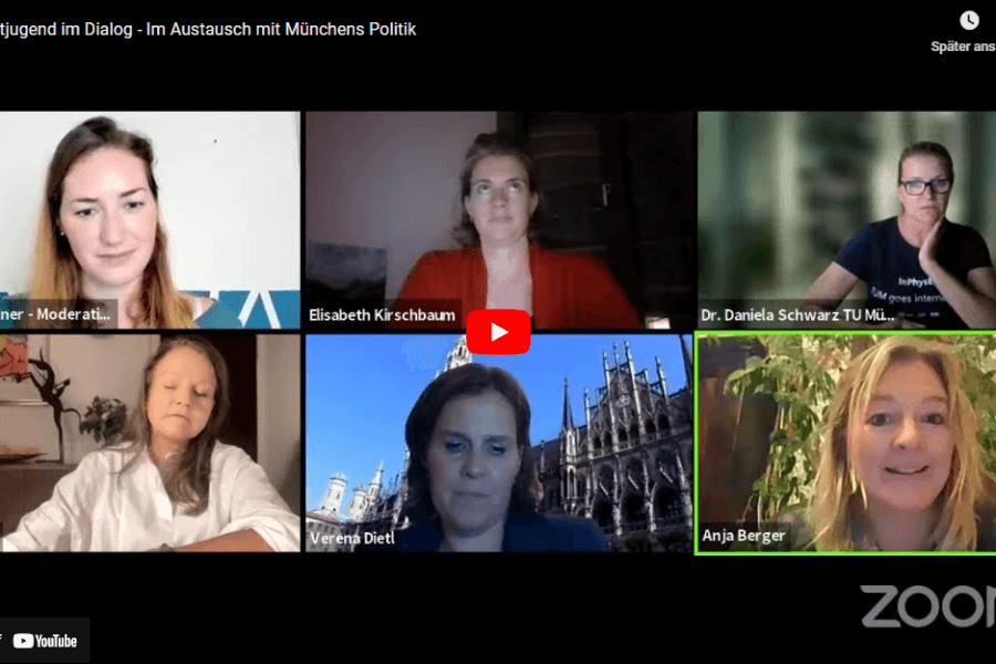 Thumbnail Youtubevideo einer Zoom-Konferenz mit sechs Teilnehmern