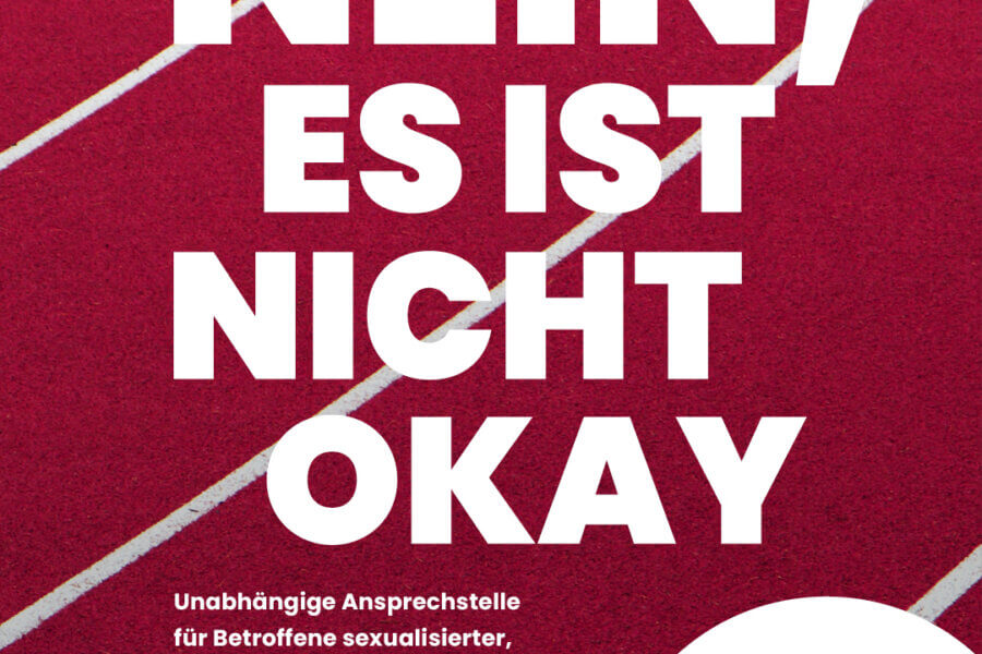 Plakat SafeSport Anlaufstelle für Betroffene sexualisierter, psychischer und physischer Gewalt im Sport